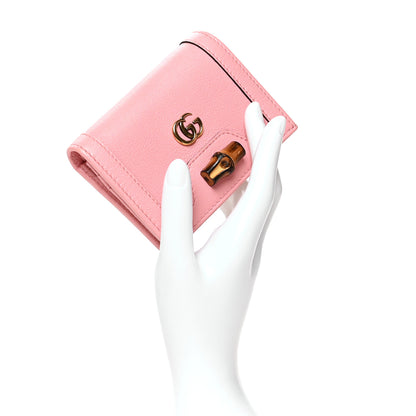Gucci Wonka Grain Calfskin Diana Card Case Wallet Wild Rose 2 of 9