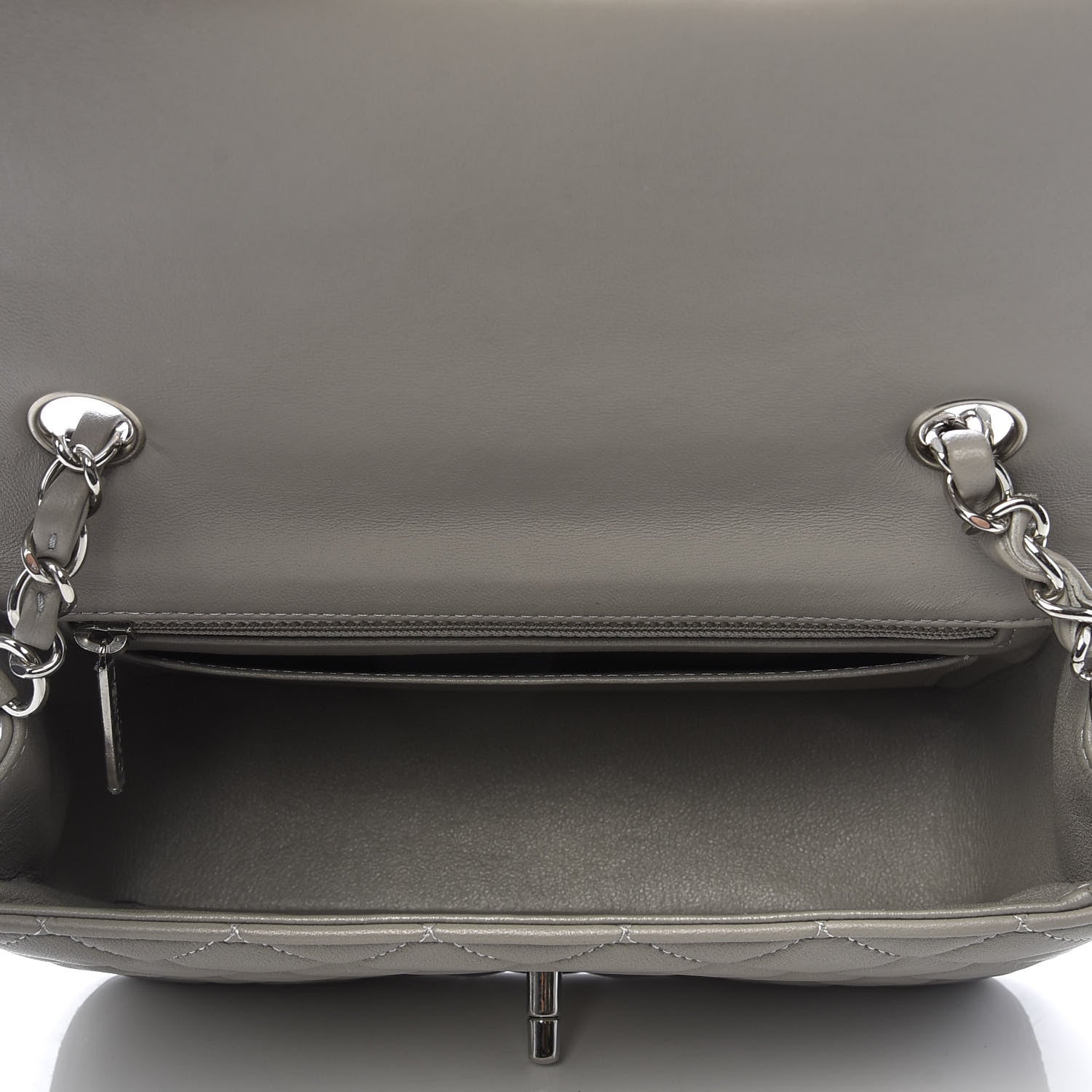 Chanel Lambskin Quilted Mini Rectangular Flap Grey 4 of 9