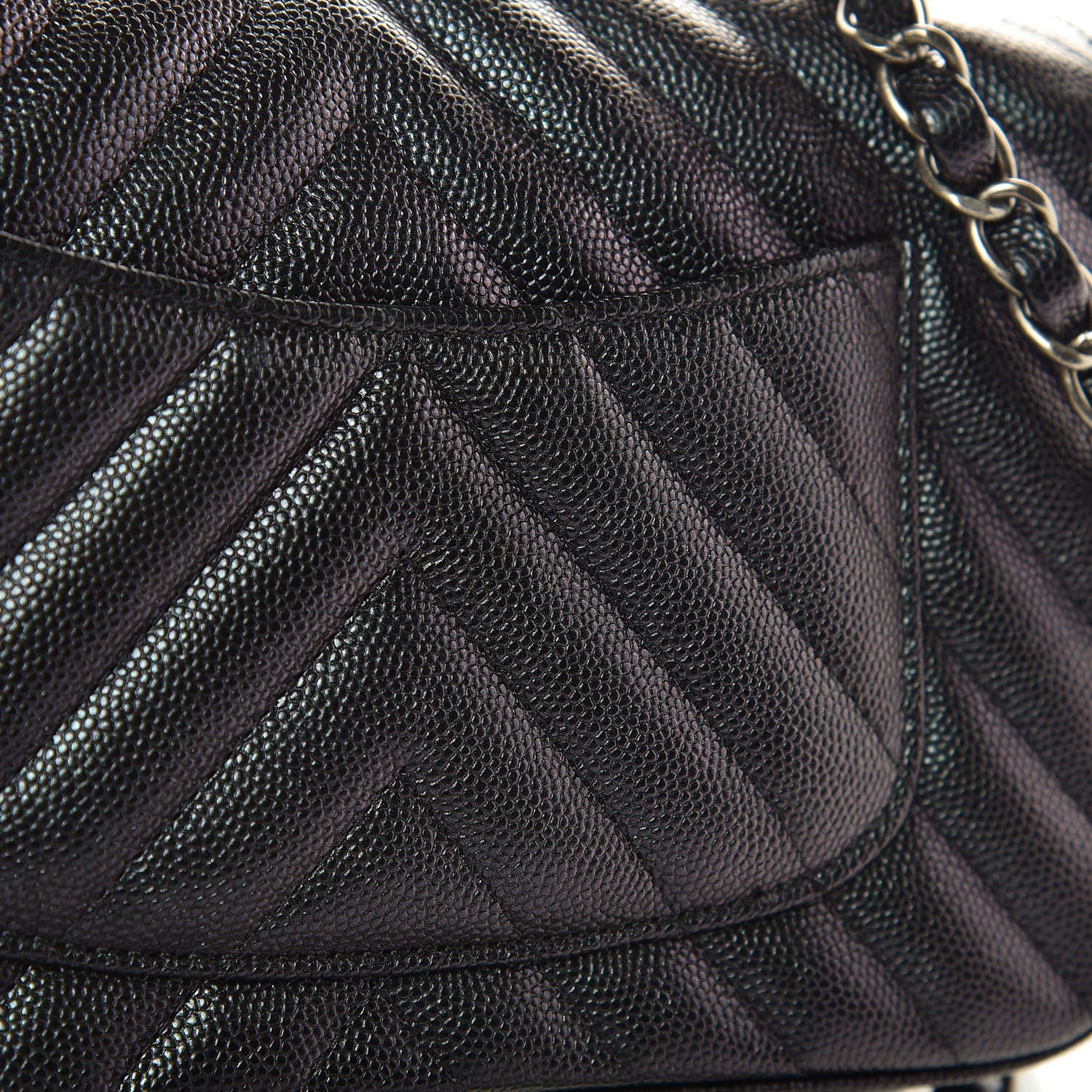 Chanel Iridescent Caviar Chevron Quilted Mini Rectangular Flap Black 8 of 9