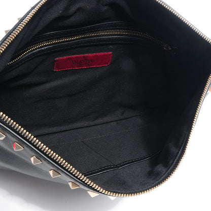 Valentino Garavani Vitello Large Rockstud Zip Wristlet Pouch Black 5 of 7