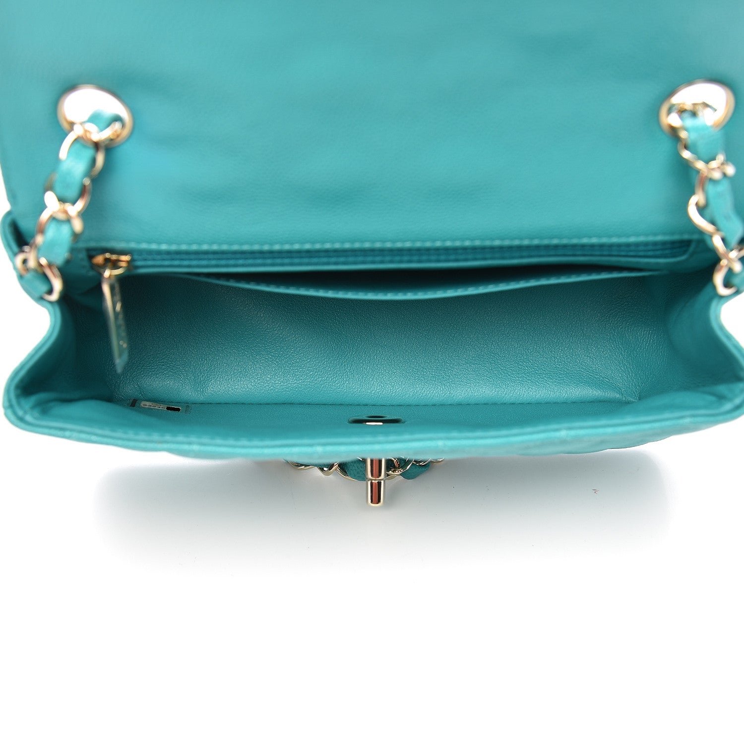 Chanel Caviar Quilted Mini Rectangular Flap Turquoise 5 of 13
