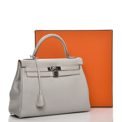 Hermes Taurillon Clemence Kelly Retourne 32 Gris Perle 33 of 33