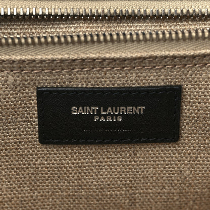 Saint Laurent Linen Calfskin Rive Gauche Tote Optic White 6 of 9