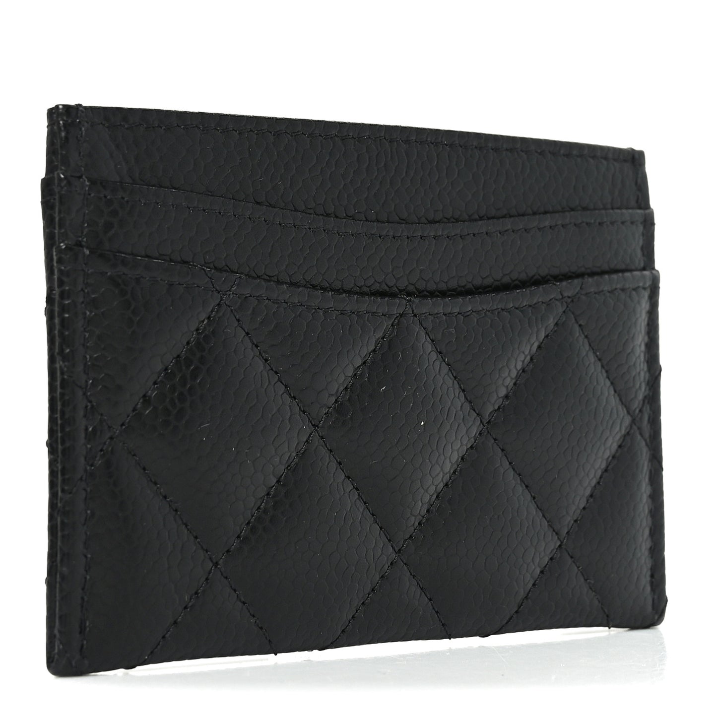 Caviar Quilted Card Holder Black