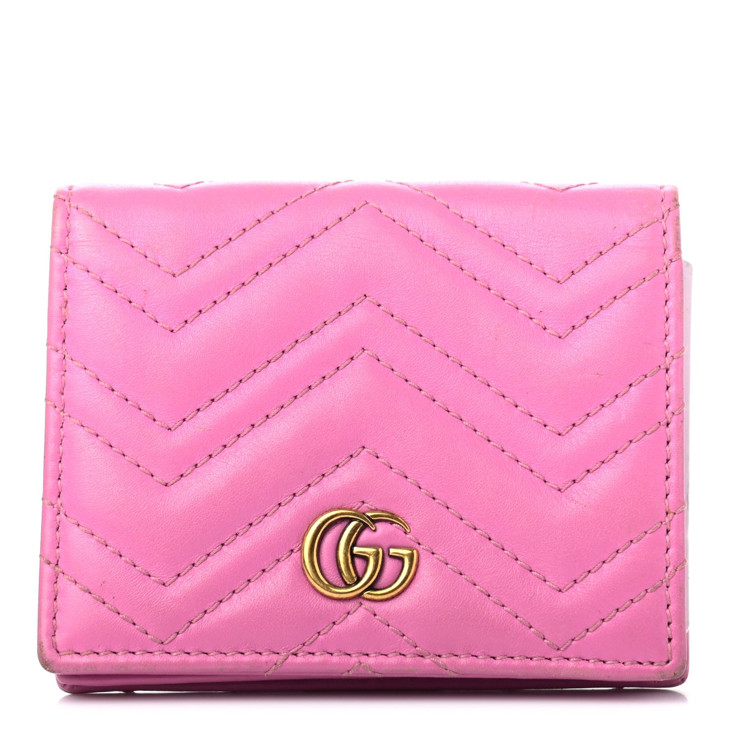 Calfskin Matelasse GG Marmont Card Case Candy Mousse