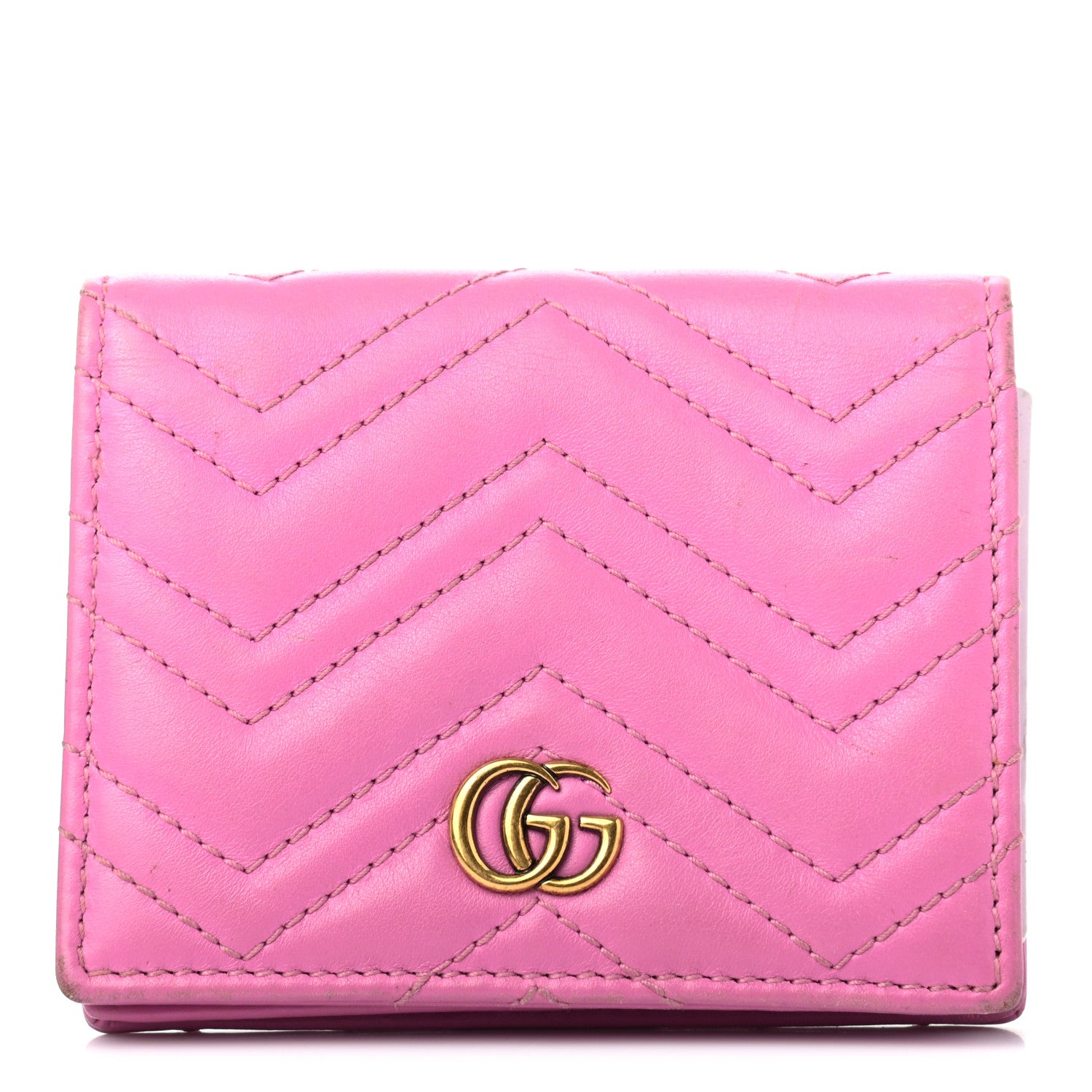 Gucci Calfskin Matelasse GG Marmont Card Case Candy Mousse 1 of 7