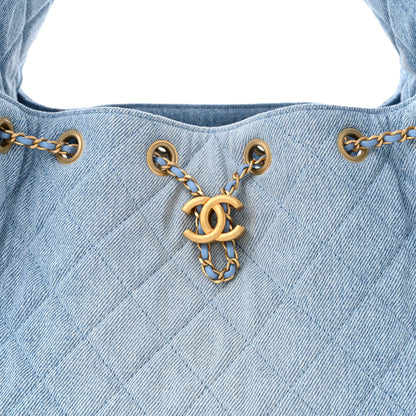 Chanel Washed Denim Quilted Small Chanel 25 Handbag Blue 8 of 11
