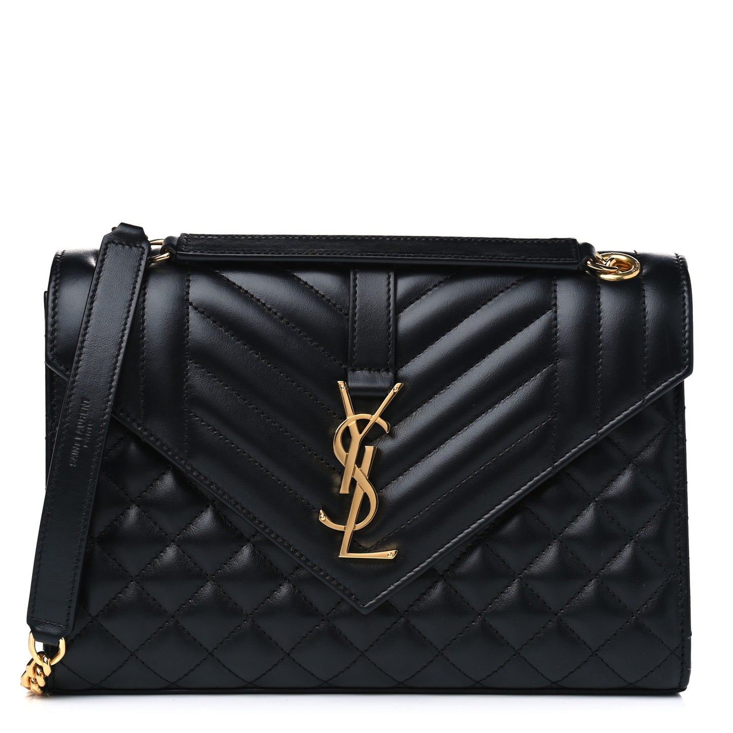 Grain De Poudre Textured Mixed Matelasse Triquilt Medium Monogram Satchel Black