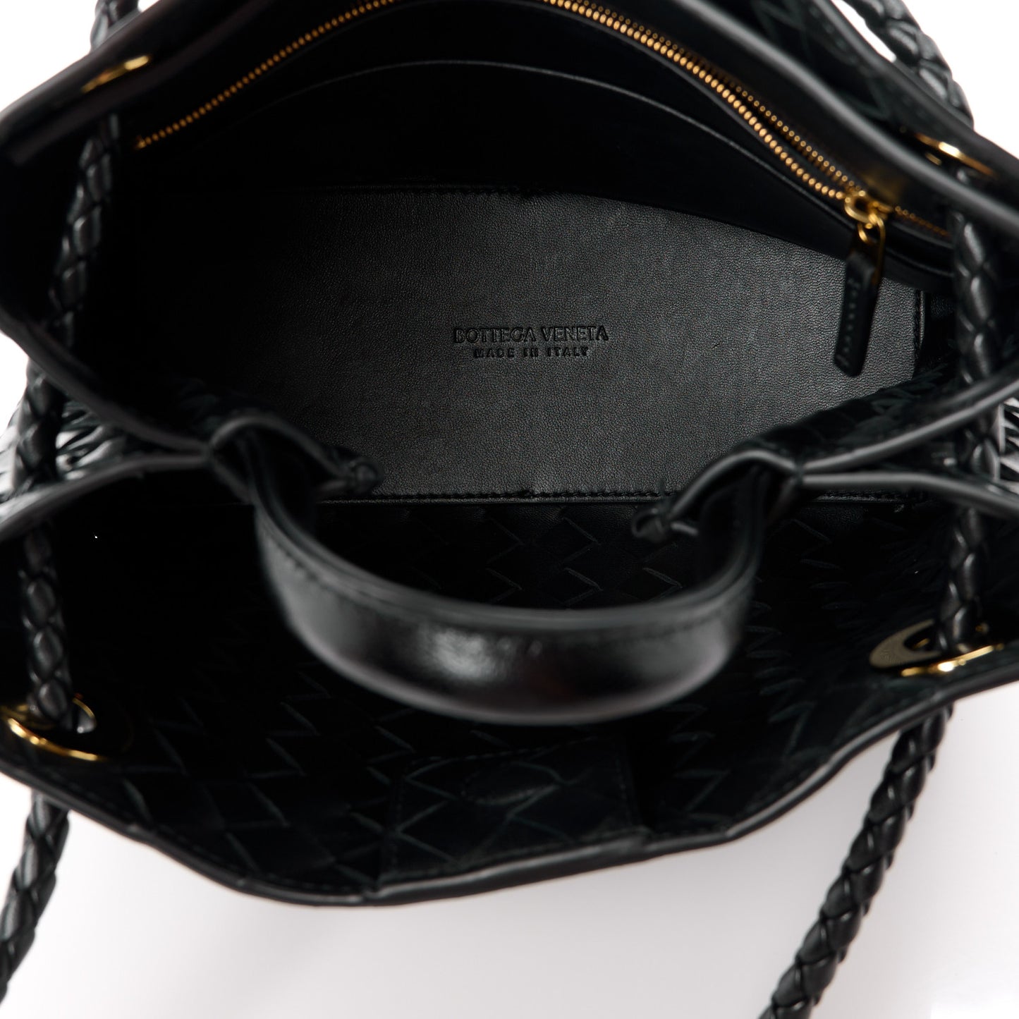 Nappa Intrecciato Small Andiamo Shoulder Bag Black