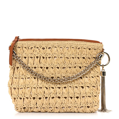 Jimmy Choo Raffia Callie Tassel Shoulder Bag Natural 1 of 8