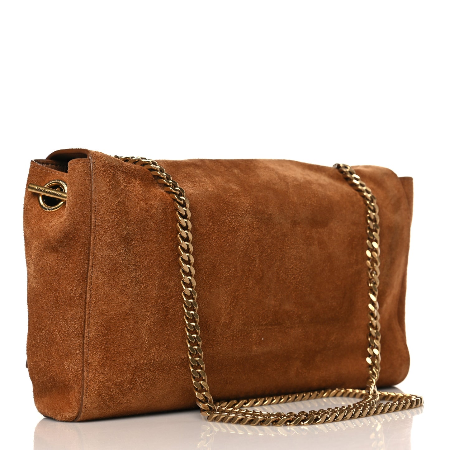 Smooth Calfskin Suede Medium Reversible Monogram Kate Satchel Light Ochre