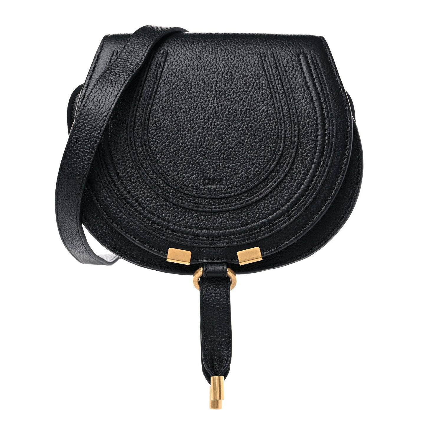 Calfskin Mini Marcie Round Crossbody Bag Black