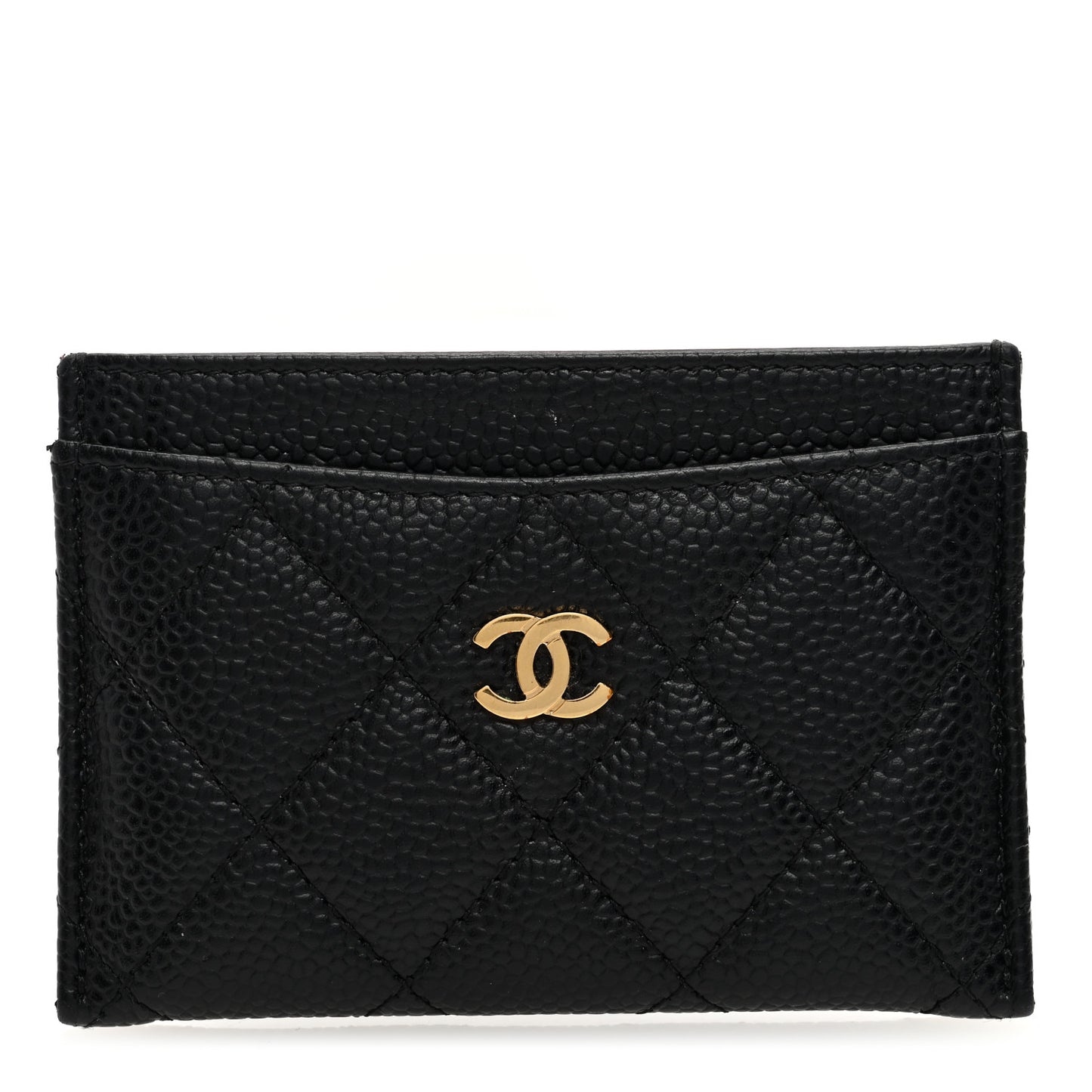 Caviar Quilted Card Holder Black