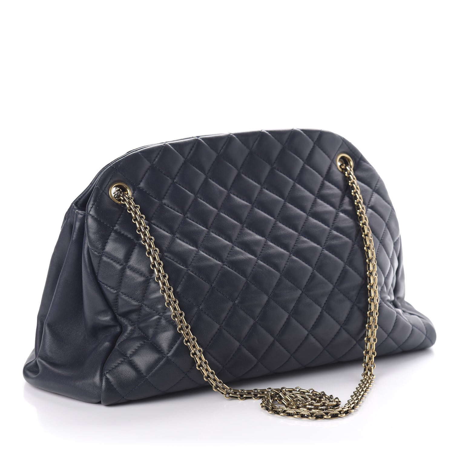 Chanel Lambskin Quilted Large Just Mademoiselle Bowling Bag Navy 3 of 10