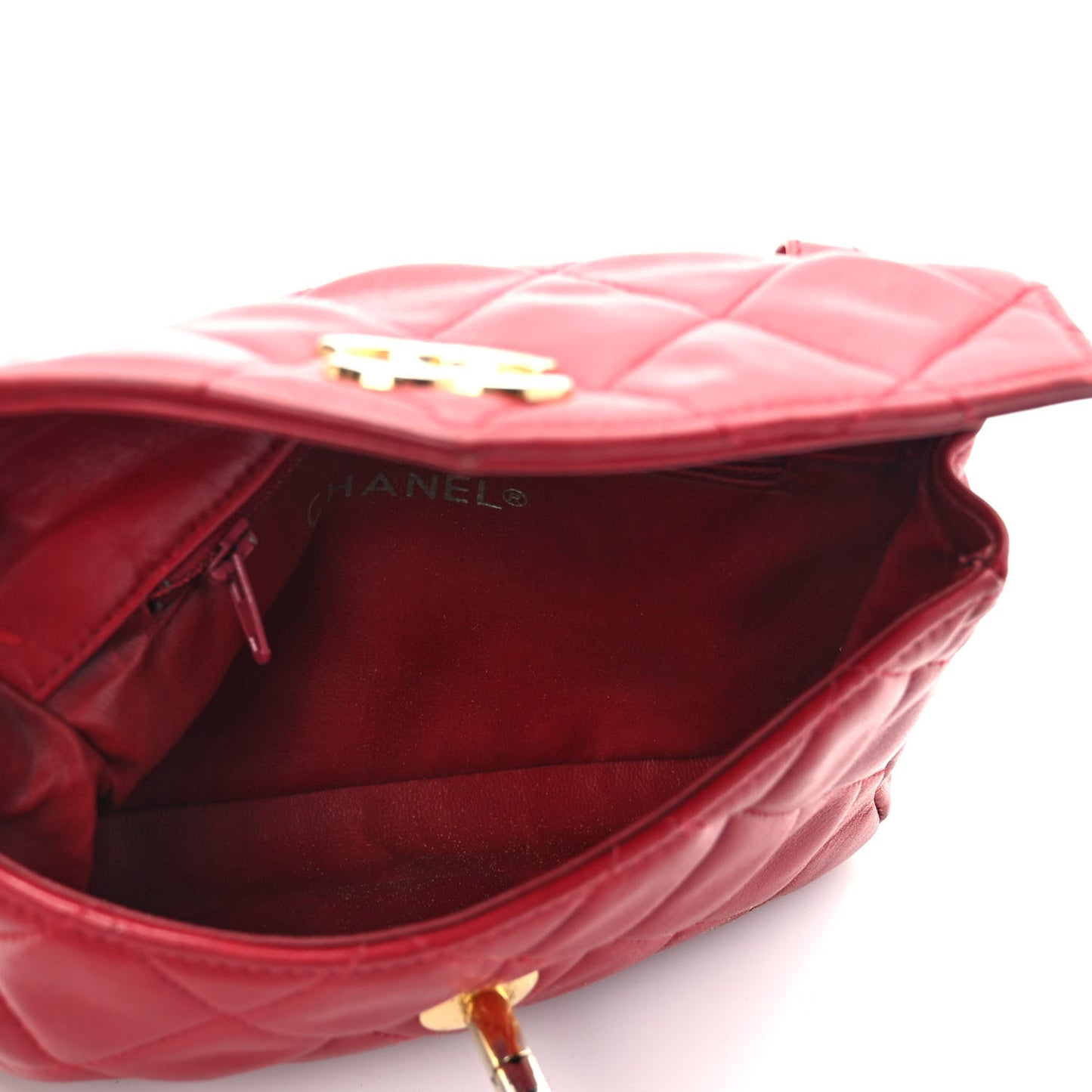 Lambskin Quilted Flap Waist Belt Bag 75 30 Red