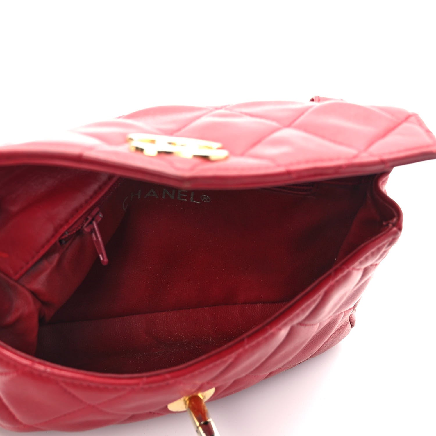 Chanel Lambskin Quilted Flap Waist Belt Bag 75 30 Red 5 of 14
