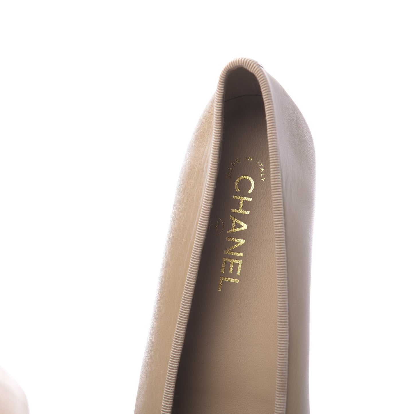 Lambskin Cap Toe CC Ballerina Flats 40.5 Beige