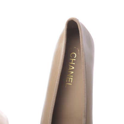 Chanel Lambskin Cap Toe CC Ballerina Flats 40.5 Beige 6 of 10