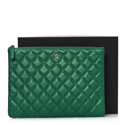 Chanel Metallic Caviar Quilted Medium Cosmetic Case Green 13 of 13