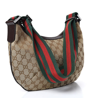 Gucci Monogram Web Medium Half Moon Hobo Dark Brown 3 of 21