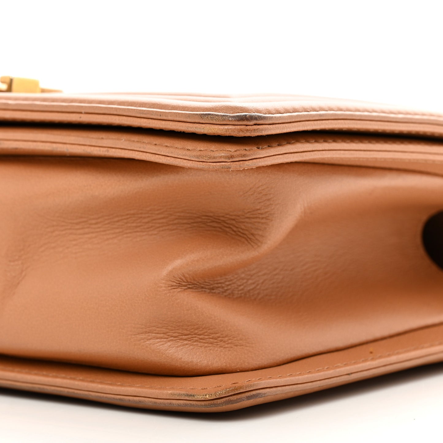 Calfskin Chevron Quilted Medium Boy Flap Beige