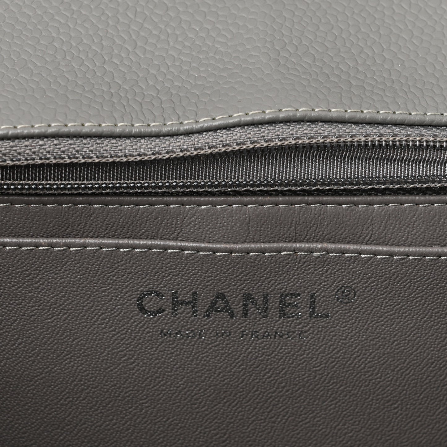 Caviar Quilted Jumbo Single Flap Grey