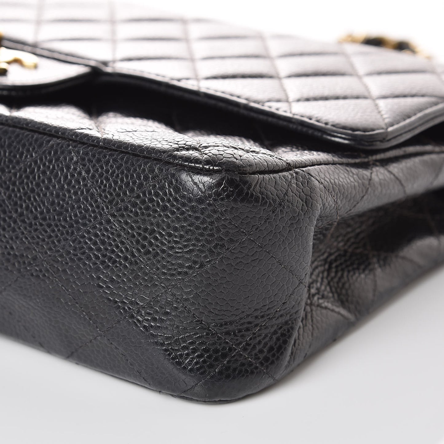 Caviar Quilted Medium Double Flap Black