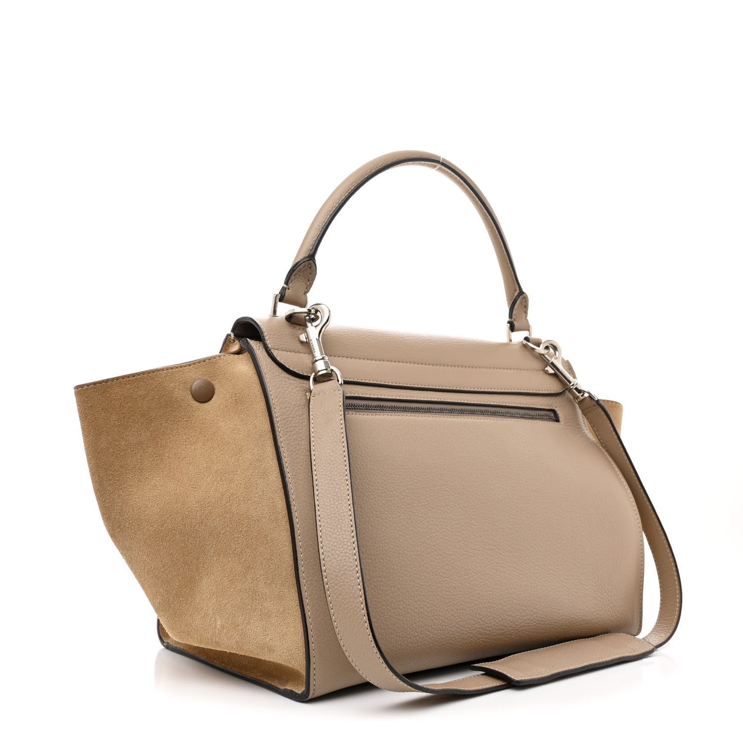 Drummed Calfskin Suede Medium Trapeze Dune