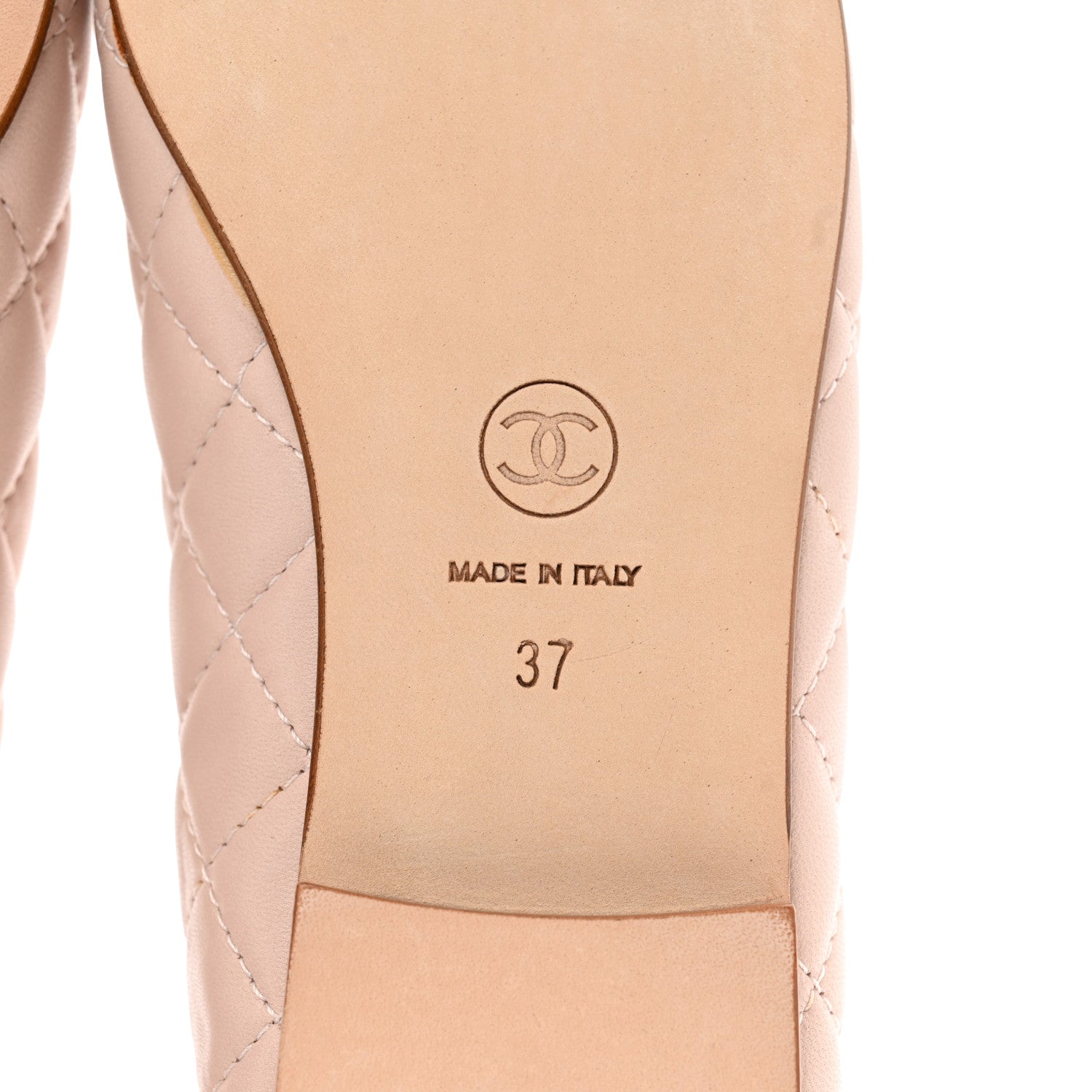 Chanel Lambskin Quilted CC Cap Toe Ballerina Flats 37 Light Pink 6 of 9