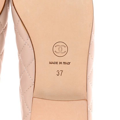 Chanel Lambskin Quilted CC Cap Toe Ballerina Flats 37 Light Pink 6 of 9