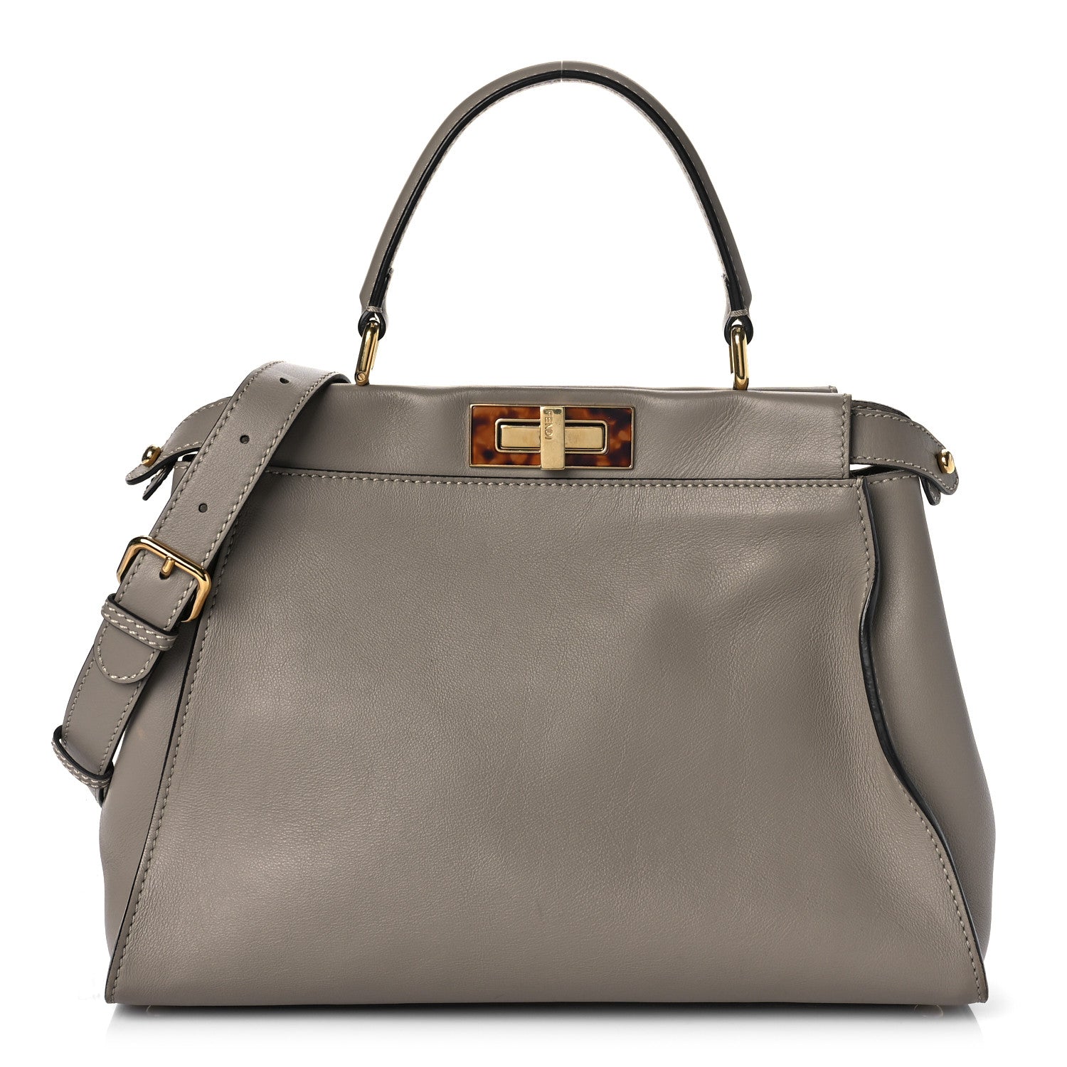 Fendi Vitello Seta Plexiglass Tortoise Medium Peekaboo Iconic Satchel Tortora 1 of 10
