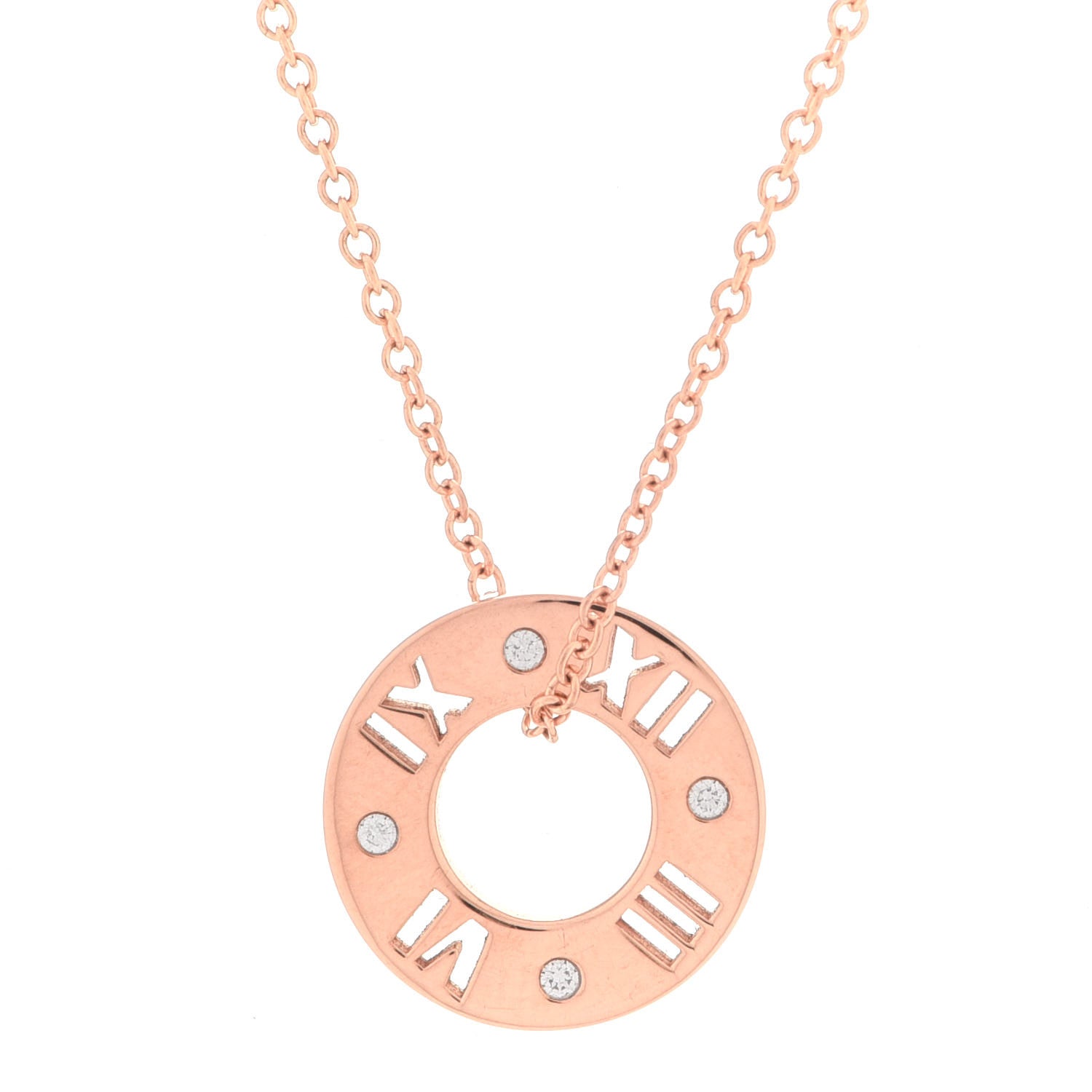 Tiffany 18K Rose Gold Diamond Atlas Pierced Pendant Necklace 4 of 7