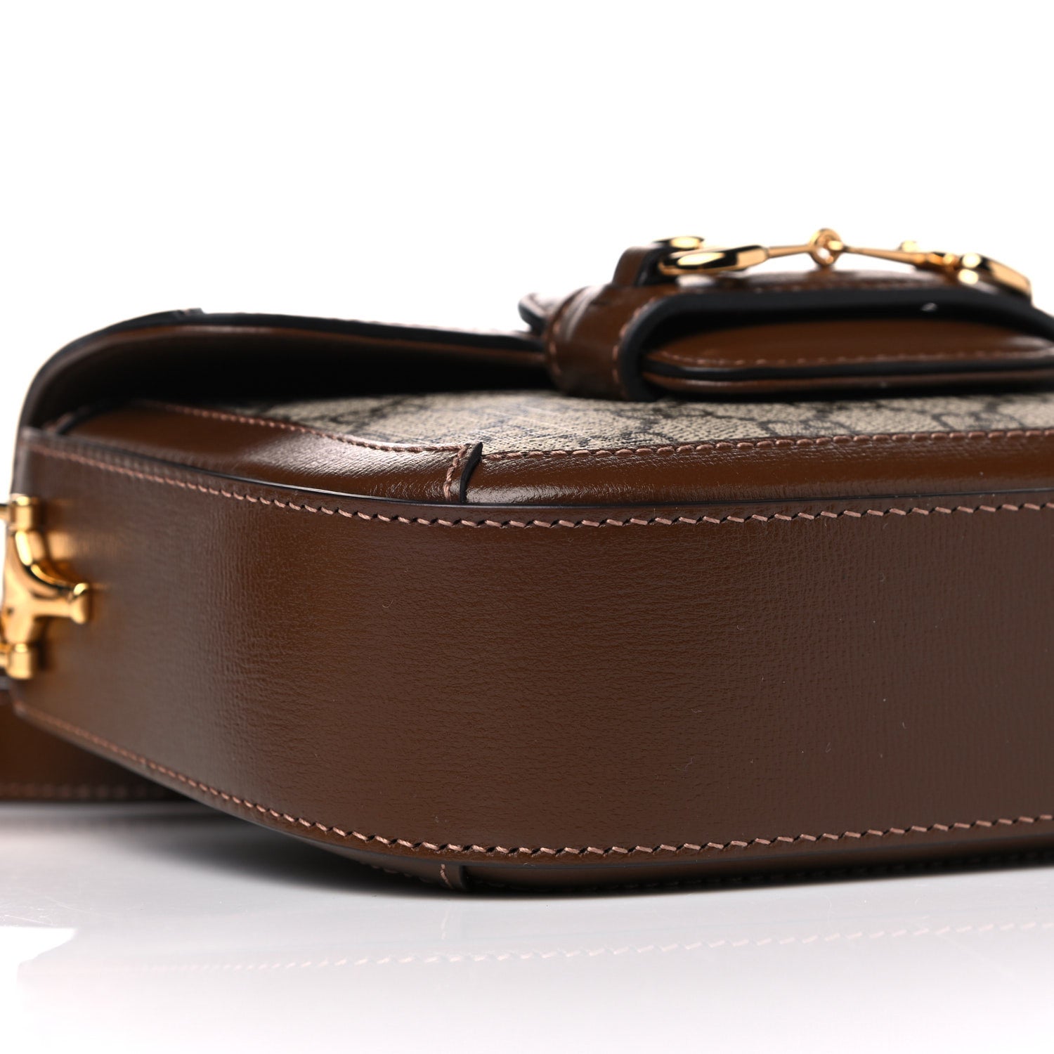 Gucci GG Supreme Monogram Web Mini Horsebit 1955 Shoulder Bag Beige Brown Sugar 10 of 11