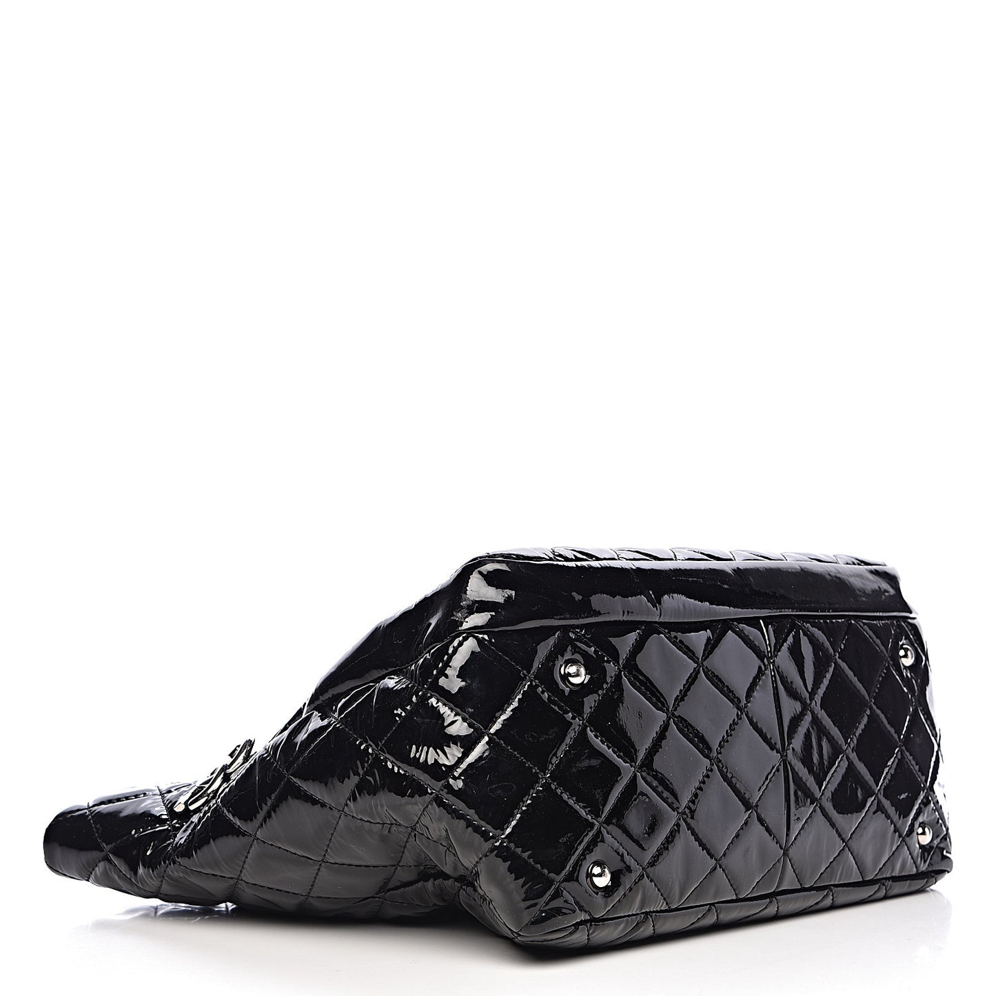 Patent Quilted Large Chic and Glitter Tote Black