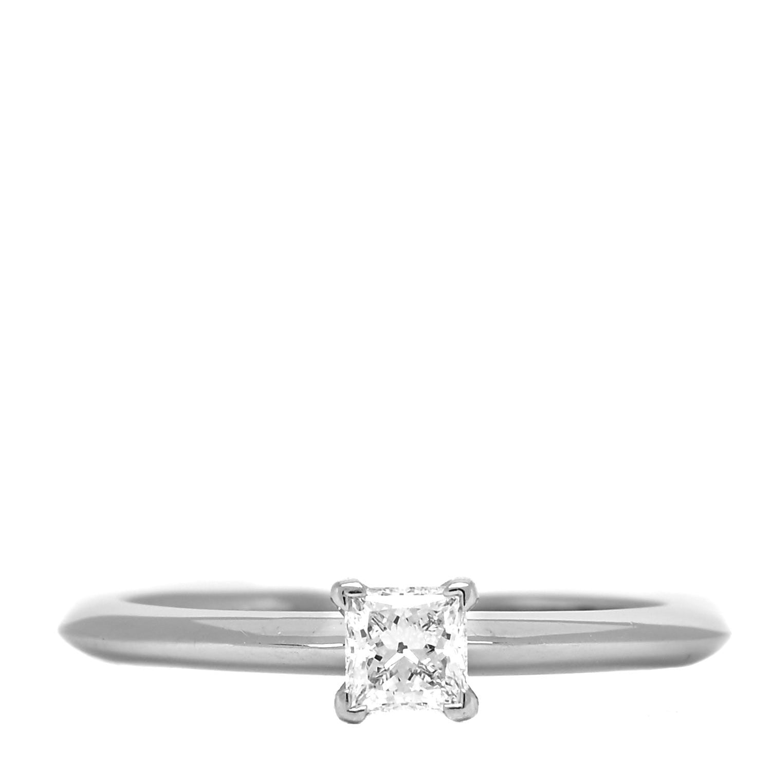Tiffany Platinum Diamond .26ct Princess Cut Engagement Ring 51 5.75 1 of 5