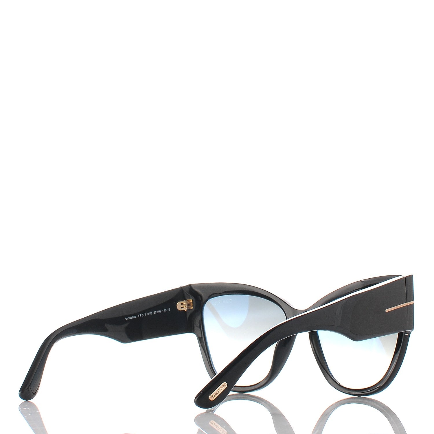Tom Ford Acetate Anoushka Cat Eye Sunglasses TF371 Black 4 of 8