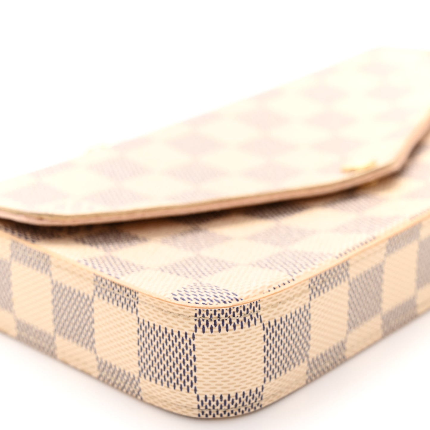 Damier Azur Pochette Felicie Chain Wallet Rose Ballerine