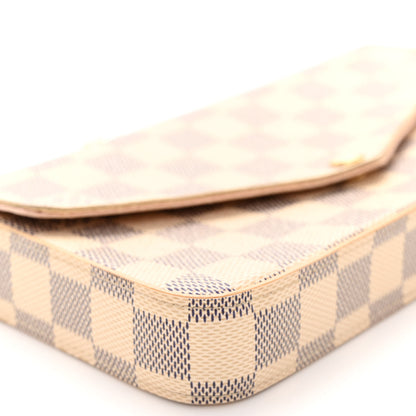 Louis Vuitton Damier Azur Pochette Felicie Chain Wallet Rose Ballerine 9 of 11