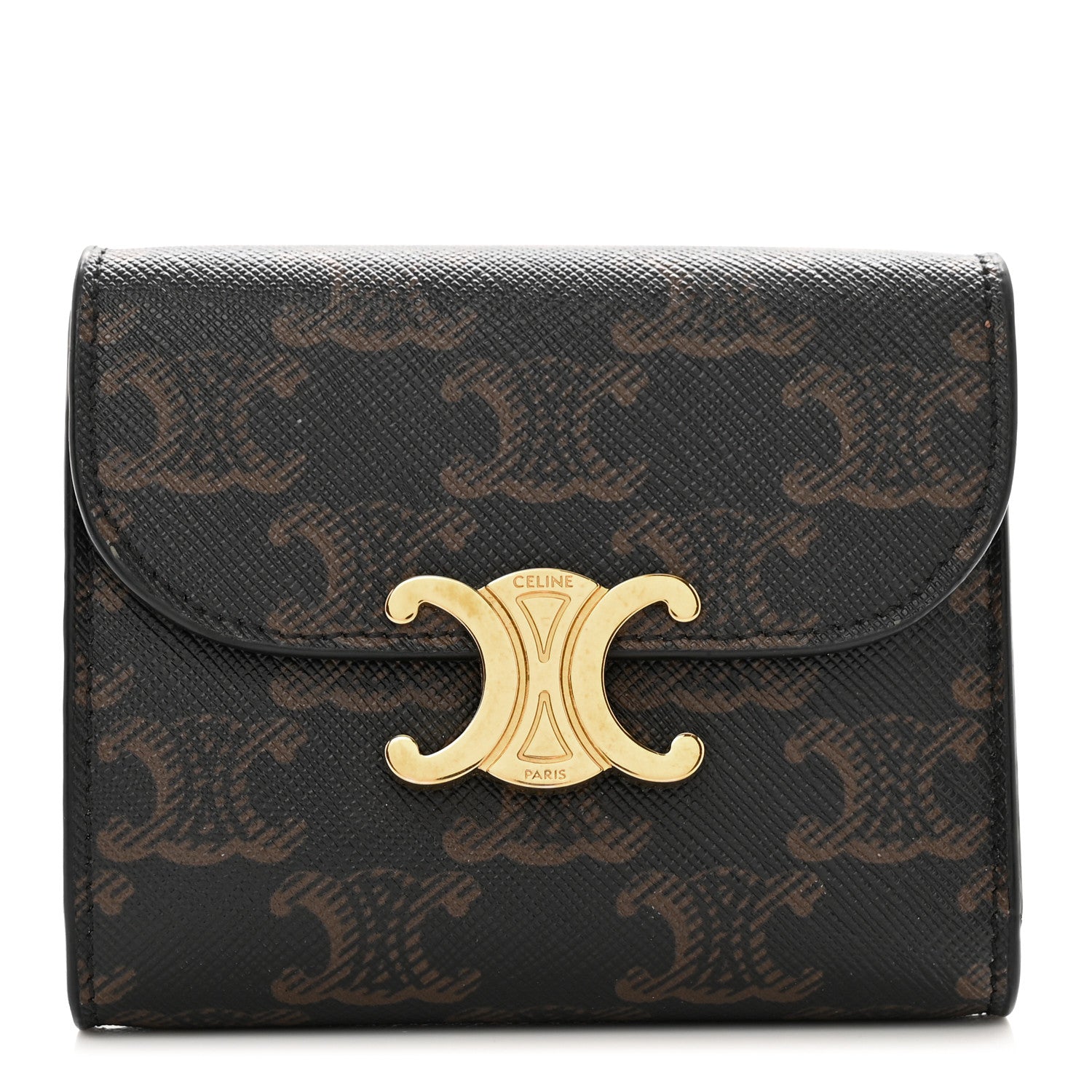Celine Triomphe Canvas Small Triomphe Wallet Tan 1 of 8