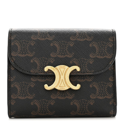 Celine Triomphe Canvas Small Triomphe Wallet Tan 1 of 8