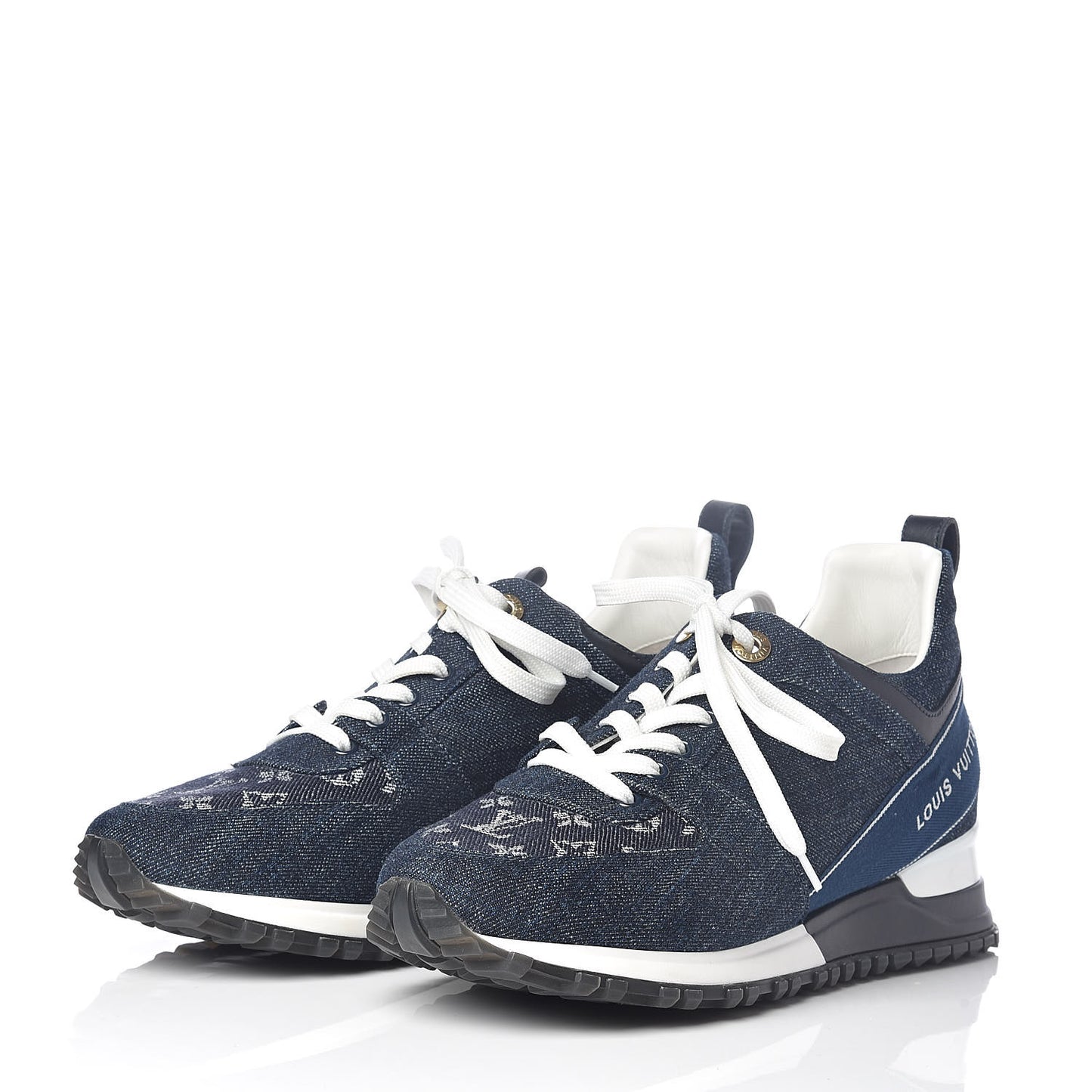 Denim Monogram Run Away Sneakers 38 Blue