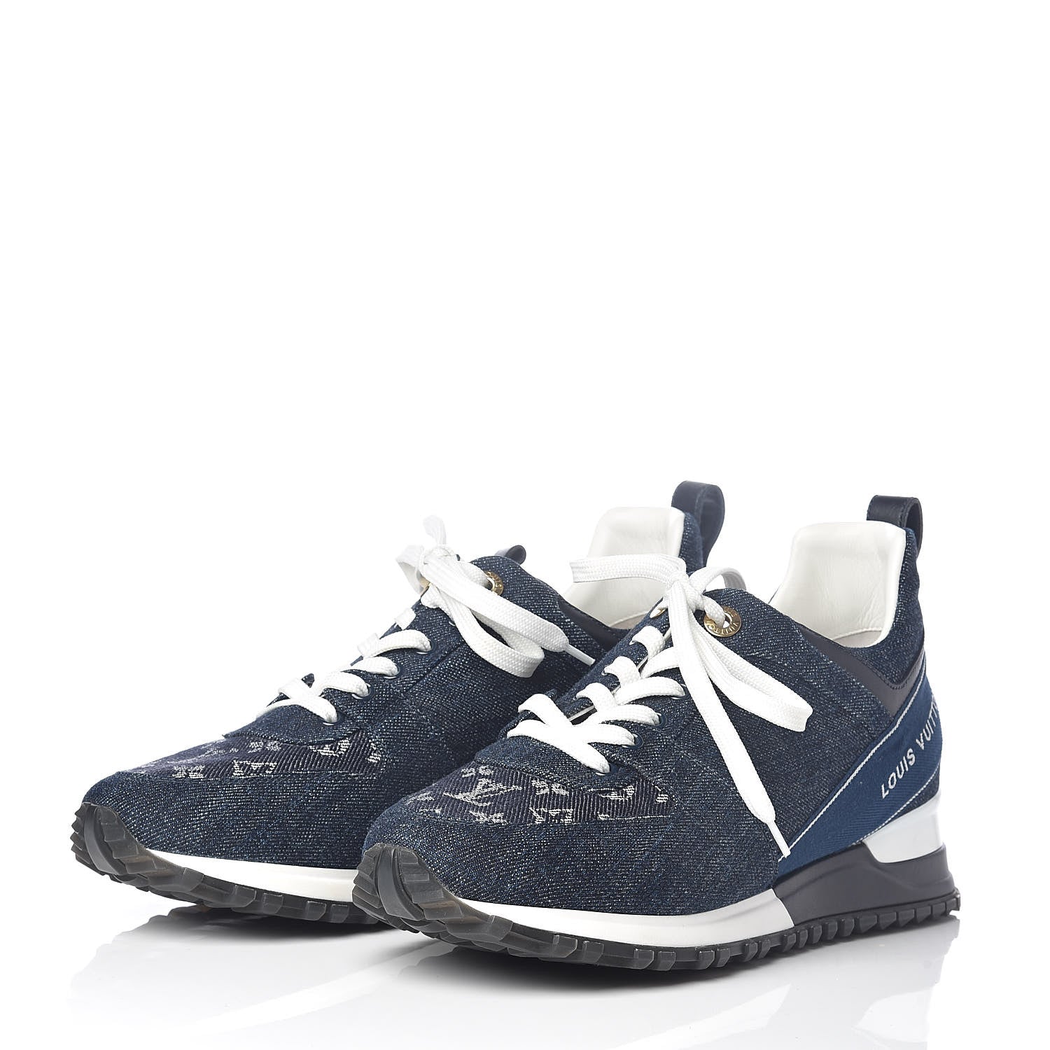 Louis Vuitton Denim Monogram Run Away Sneakers 38 Blue 3 of 7