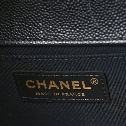 Chanel Caviar Chevron Quilted Medium Boy Flap Black 6 of 9