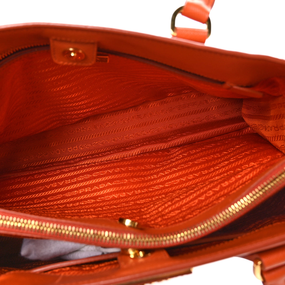 Prada Saffiano Lux Medium Tote Papaya 5 of 9