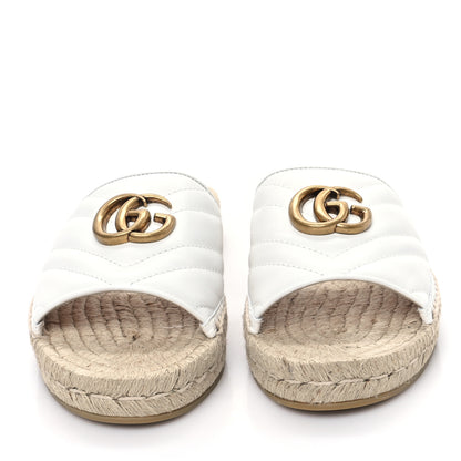 Gucci Nappa Matelasse GG Marmont Espadrille Slide Sandals 37 Great White 2 of 10