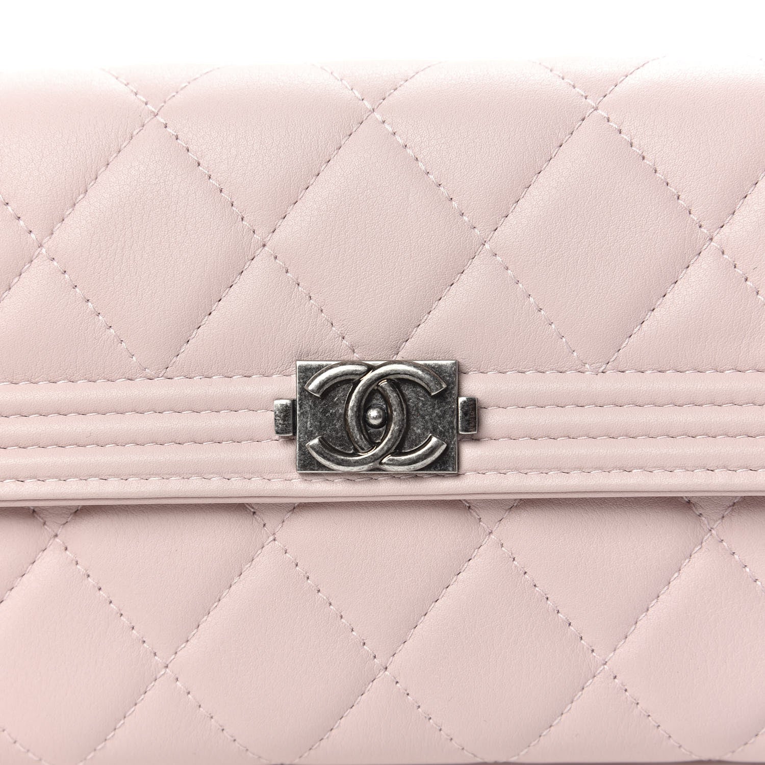 Chanel Grained Shiny Calfskin Quilted Boy Flap Wallet Light Pink 9 of 12
