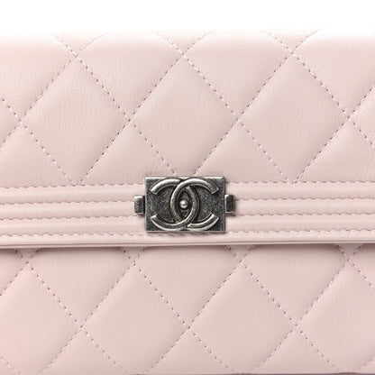 Chanel Grained Shiny Calfskin Quilted Boy Flap Wallet Light Pink 9 of 12