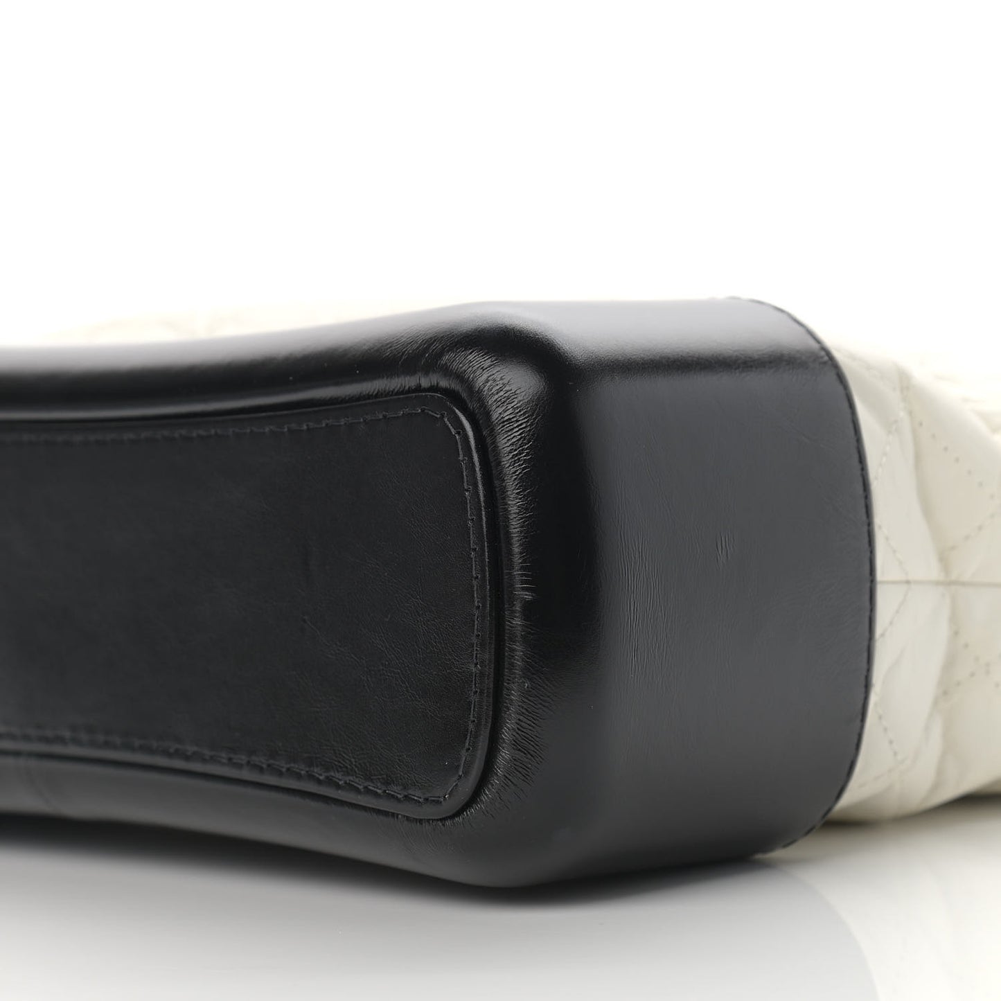 Aged Calfskin Quilted Medium Gabrielle Hobo Black White