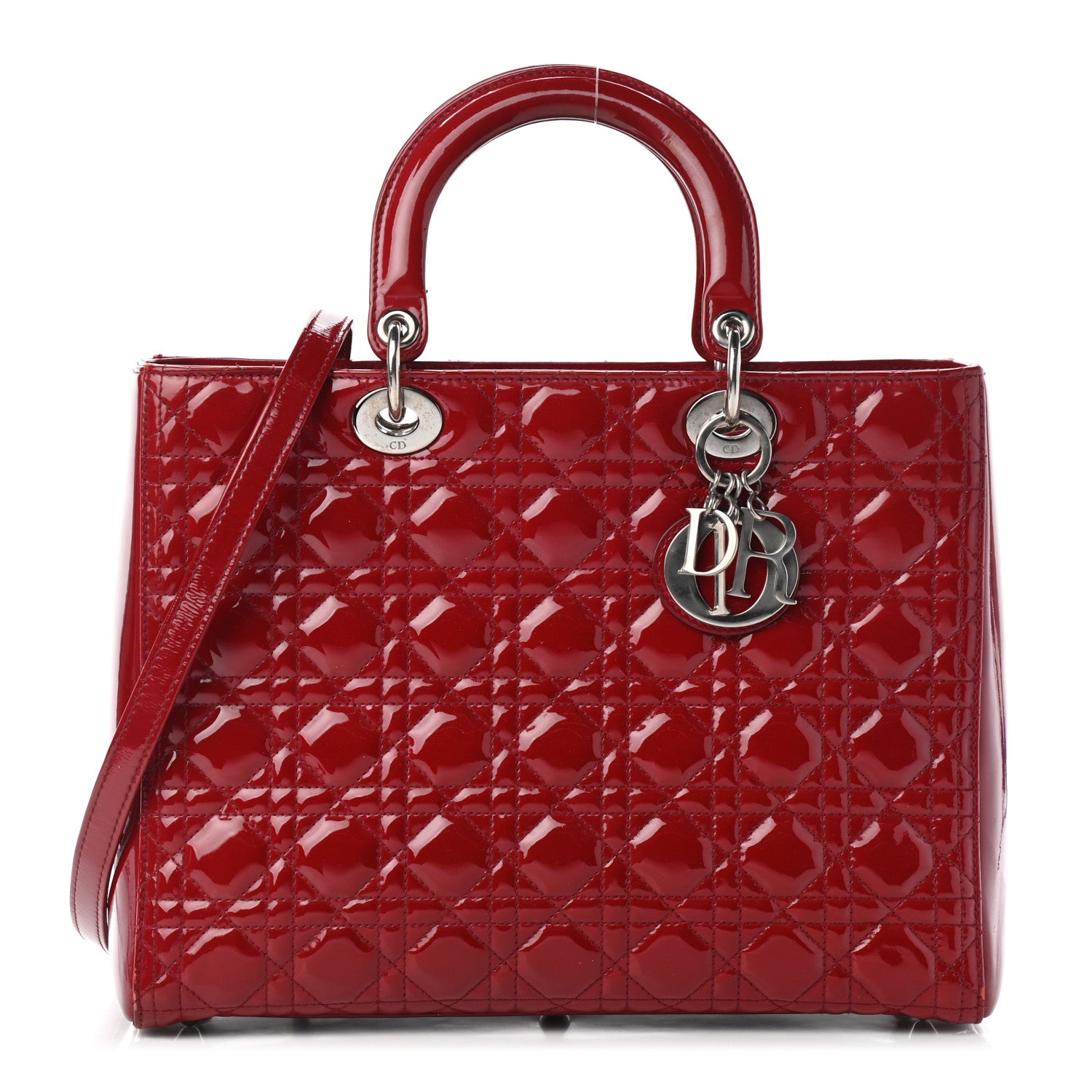 Christian Dior Patent Cannage Large Lady Dior Red 1 of 7