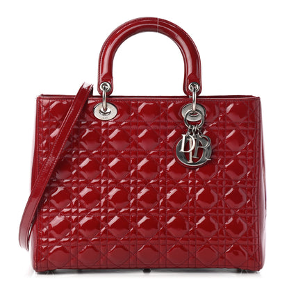 Christian Dior Patent Cannage Large Lady Dior Red 1 of 7